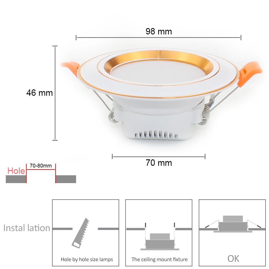 Супер яркий Встраиваемый светодиодный светильник 220 В Светодиодная потолочная