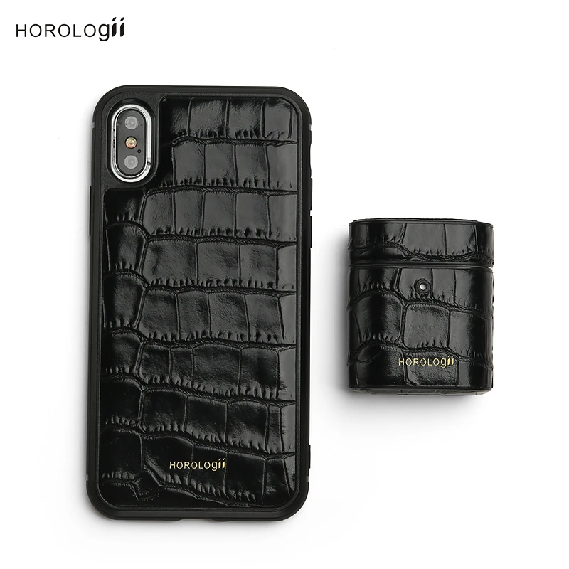 Horologii пользовательское имя Бесплатный подарочный набор чехол для iPhone X 11 Pro Max чехол для airpods крокодиловый узор кожа Прямая поставка