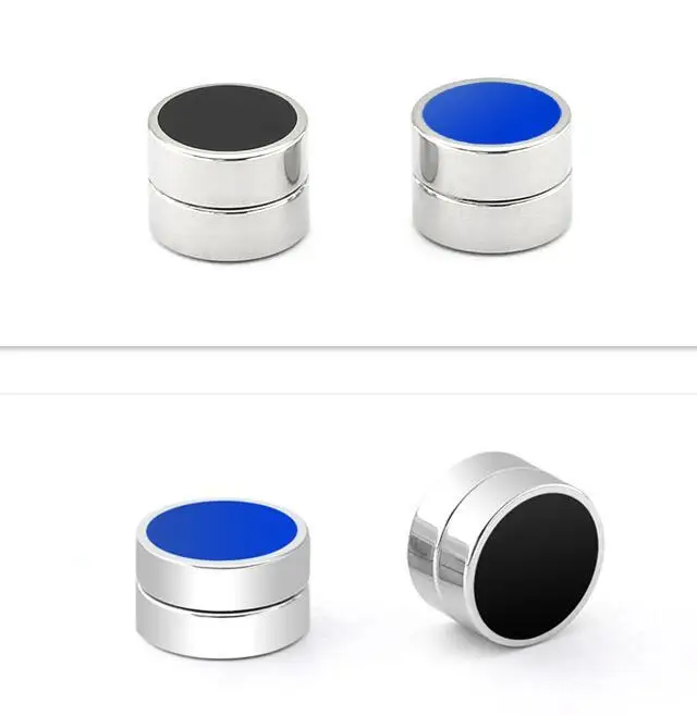 1Pair 2018 Stainless Titanium Steel Blue Magnetic Clip on Oil Drip Fake Stud Earrings Magnet Earring Gift | Украшения и