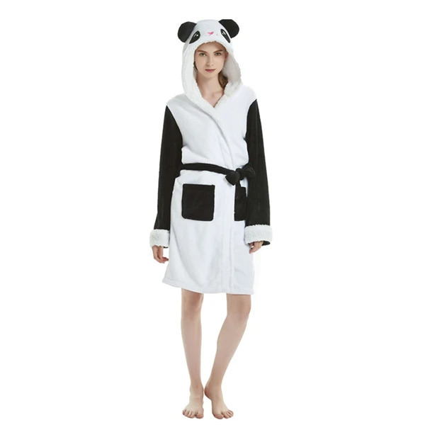 MC5129 panda Misshow взрослых животных фланелевый Халат пижамы теплые для женщин и мужчин зимние милые панда Единорог Тигр Зебра пижамы унисекс - Цвет: MC5129 panda