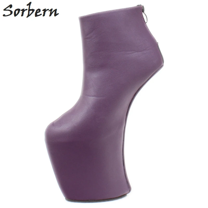 

Sorbern Thick Sole Fetish Platform Boots Exotic Dancer Shoes Ankle Boots Platform Heelless Fetish Boots Dominatrix Runway 2019