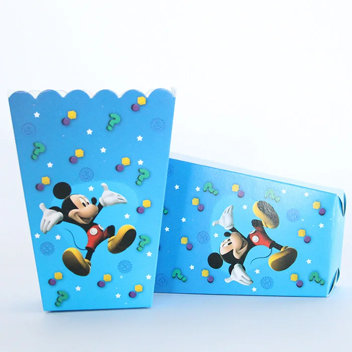mickey 6 шт./компл. и с рисунком из мультфильма «Мстители ведро для попкорна День рождения поставки Baby shower Подарочная коробка конфет Конфеты Закуски пользу Бумага коробка - Цвет: mickey