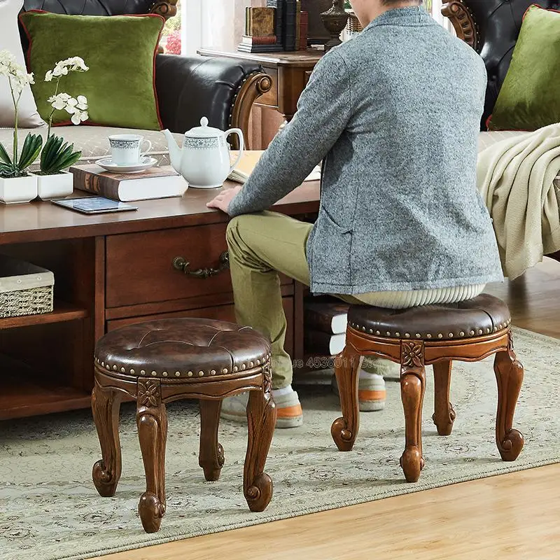 High grade Creative sofa Foot stool living room home solid wood dressing table American style shoe bench |