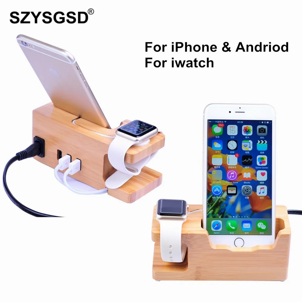 Зарядки телефона док станции для Apple Watch iphone 8 7 плюс 6 S 5 5S деревянный держатель