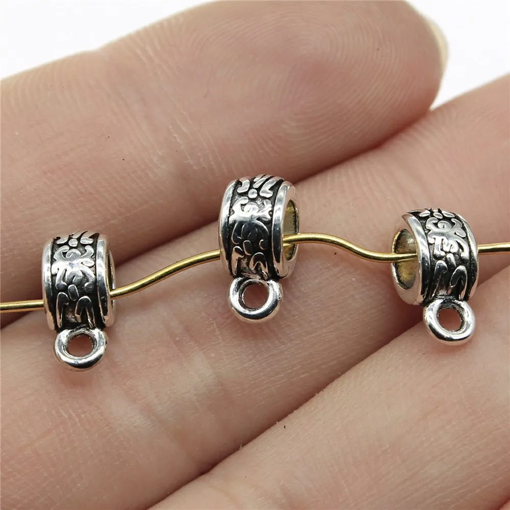 B13959-11x6x5mm 20 шт./лот Bails соединитель для бисера амулеты ювелирных изделий Diy Bails бусины амулеты разъем античный серебряный цвет - Цвет: B13959-11x6x5mm