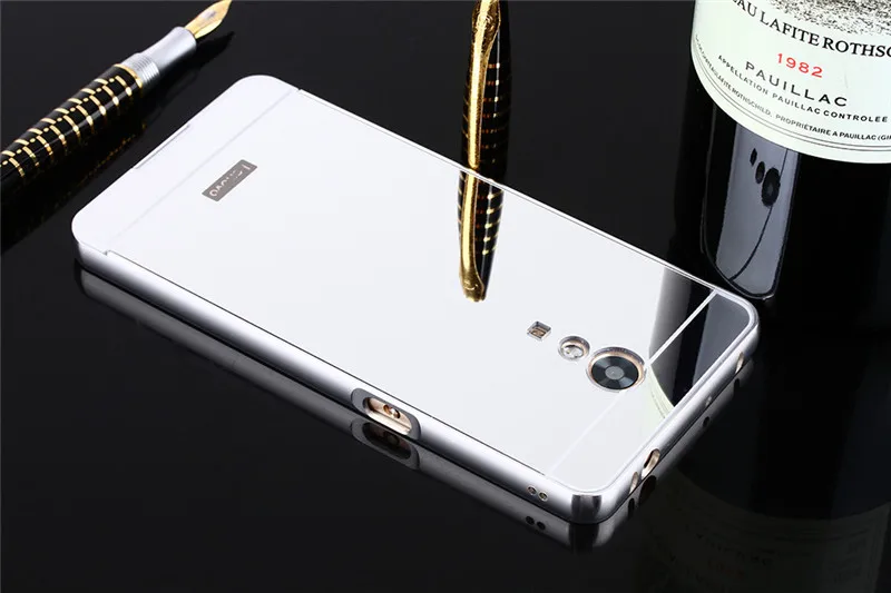 For Lenovo P2 Case 5.5 inch Luxury Aluminum Frame Gold Mirror Phone Case For Lenovo Vibe P2 P 2 P2C72 Phone Cover Coque capa