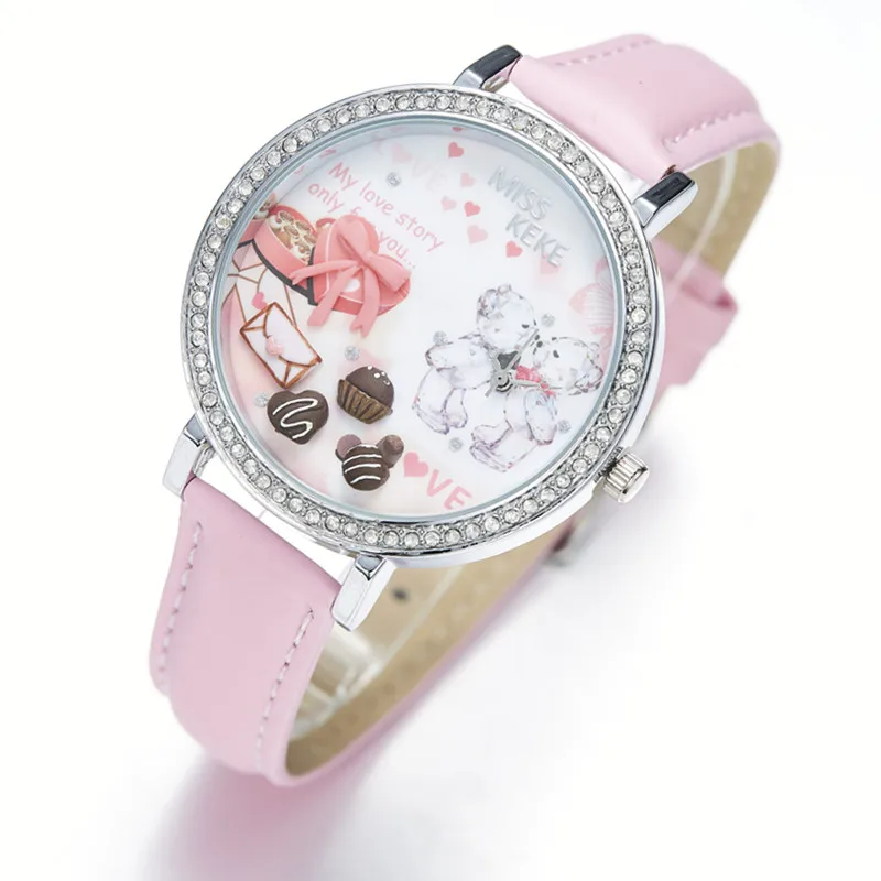 Relojes Mujer Miss Keke 3d глина милый Мини Мир горный хрусталь часы дамы девушка прекрасный