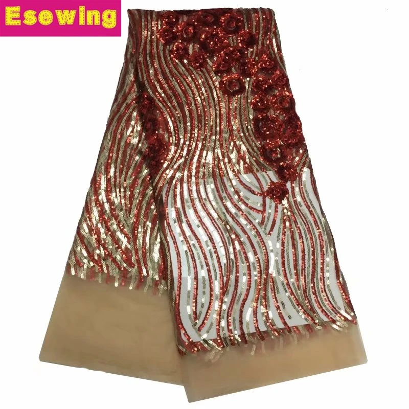 African Champagn Sequins Net Lace Fabric 2019 Style Nigeria Sequined Swiss Mesh Tulle For Women Party Wedding Dress Fabrics | Дом и сад