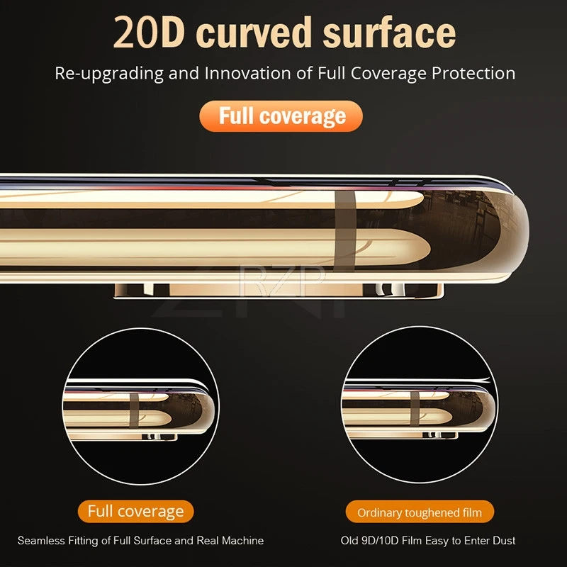 RZP 20D изогнутая полная Защита экрана для Apple iPhone X XR Xs Max 6 6s 7 8 Plus 6Plus закаленное