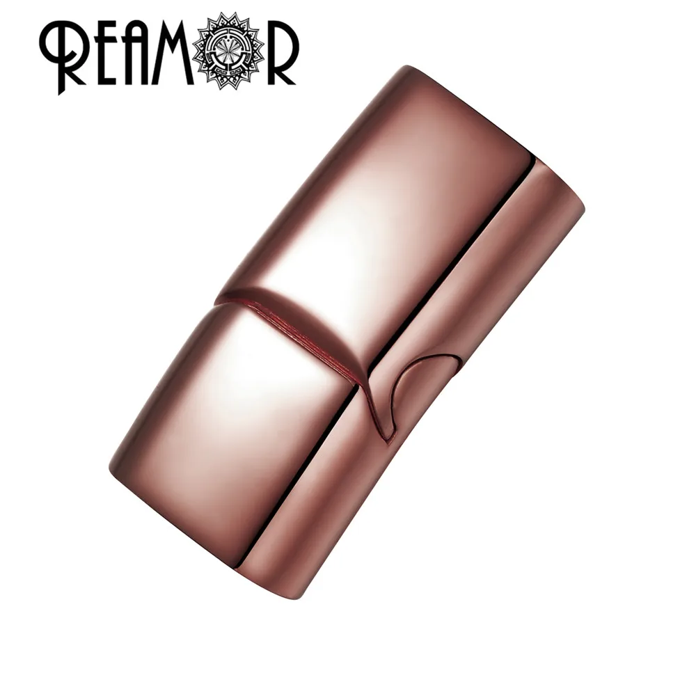 REAMOR 12*6 мм 316l нержавеющая сталь сплющенная Пряжка магнит крюк ювелирных изделий кожаный браслет на магнитной застежке DIY ювелирных изделий - Цвет: Coffee Color