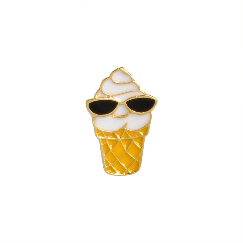 Cartoon ice cream Enamel pin Brooch dessert cold drink Denim Jacket Lapel Pin Coat badge Fashion Jewelry for kids girl daughter