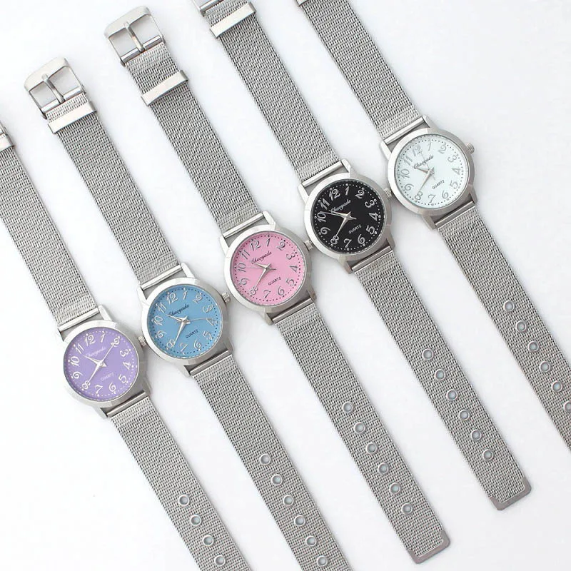 5 шт./лот оптовая продажа женские часы для девочек Роскошные Кварцевые из