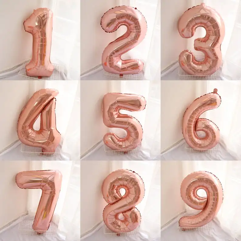 Воздушный шар в виде цифр из розового золота 16 дюймов | Дом и сад