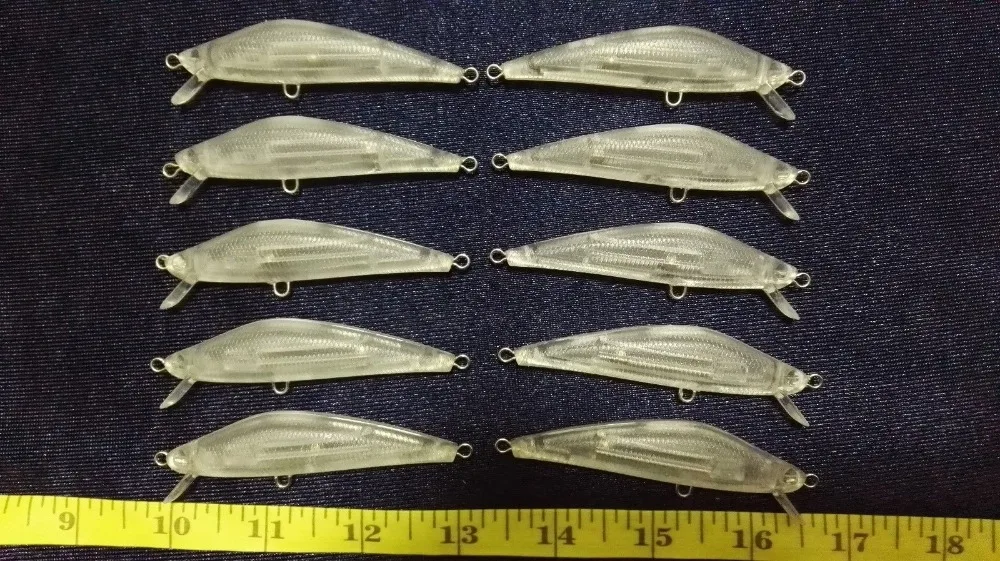 10 шт. Неокрашенная жесткая Приманка Minnow рыболовная приманка тело 3 дюйма 1/4 унции
