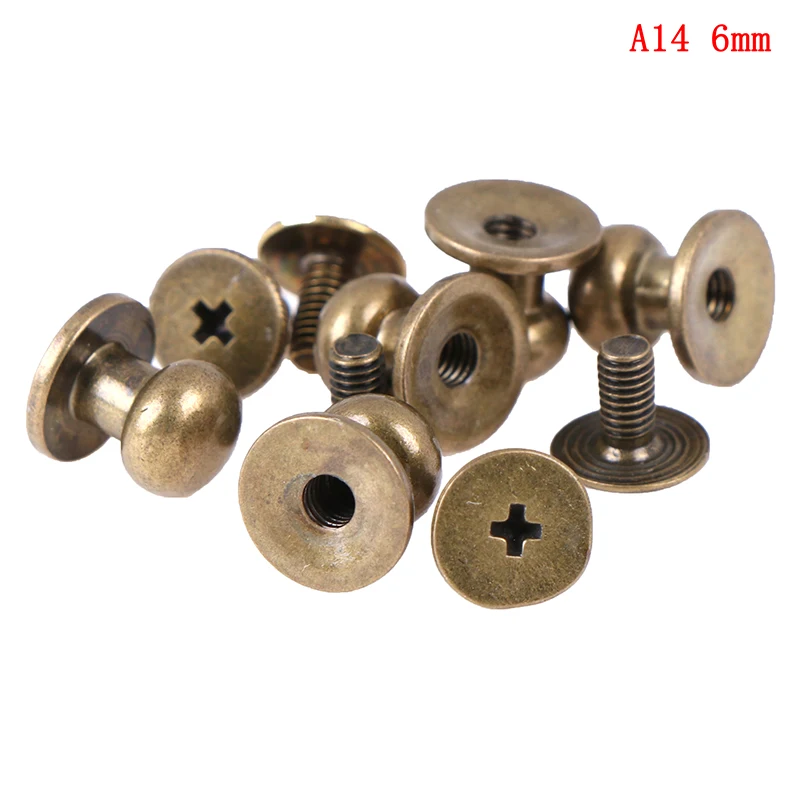 A14 10 шт. = 5 наборы для ухода за кожей DIY 4/5/6/7/8 мм вечерняя сумочка из металла серьги-гвоздики с круглым носком чемодан ремень винтовой гвоздь аксессуар для изготовления сумок, Запчасти - Цвет: A14