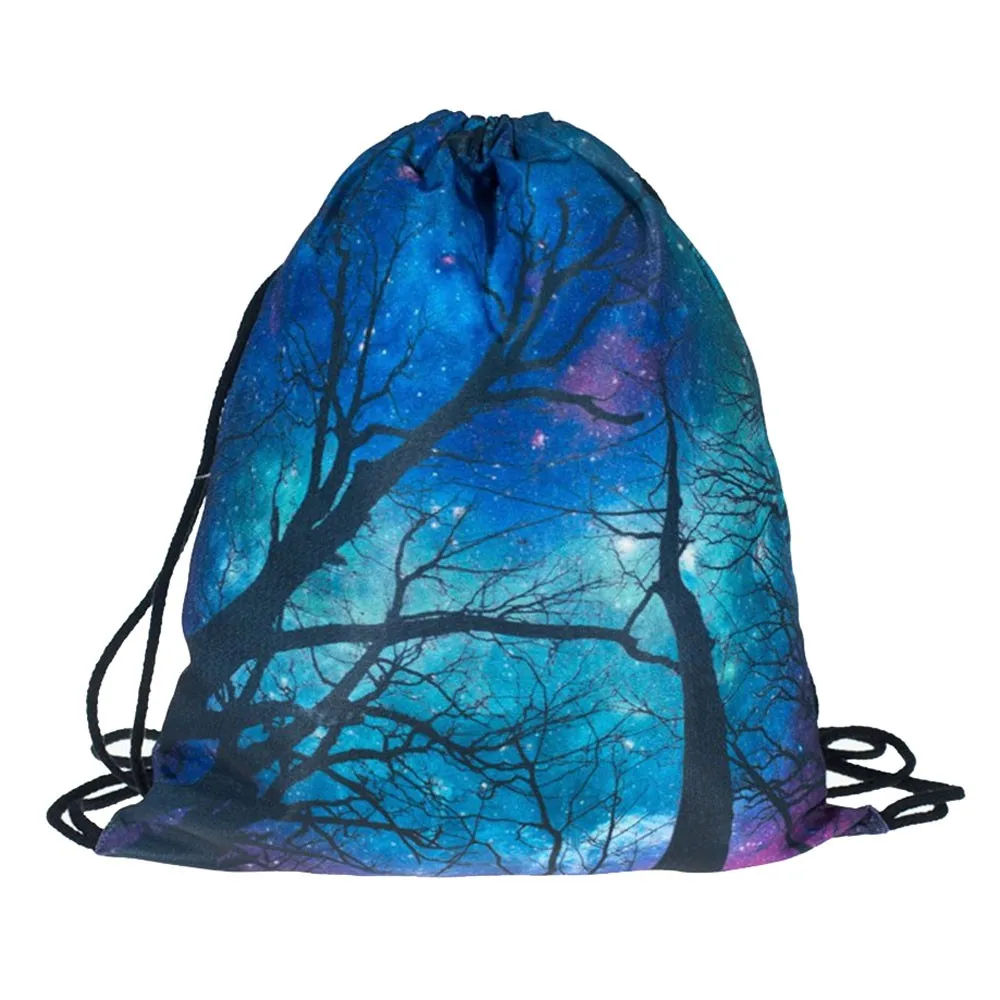 #50 Новинка Мода Досуг унисекс нетканые сумки Drawstring сумка 3D цифровой принт букет
