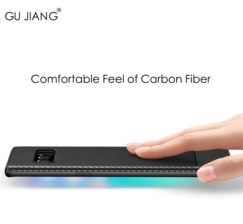 GU JIANG Ультратонкий силиконовый защитный чехол из углеродного волокна для Samsung Note 8