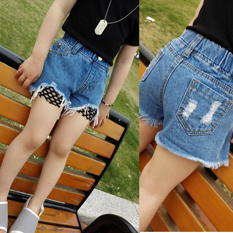 

Children Clothing Jeans shorts 2018 summer new girls wild casual mesh denim Shorts Kids Trousers Children Clothes