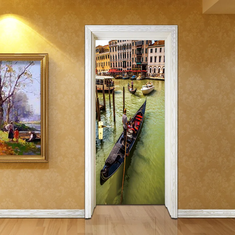 

Creative DIY 3D Effect Door Stickers City Water Pattern for Room Wall Decoration Home Decor Accessories Wall Sticker