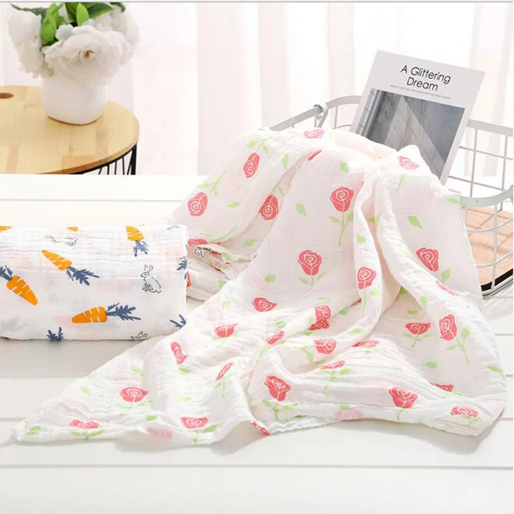 HALSY 1Pc 100%Premium Cotton Muslin Baby Swaddles Soft Newborn Blankets Bath Gauze Infant Wrap Sleepsack Stroller Cover Play Mat | Мать и