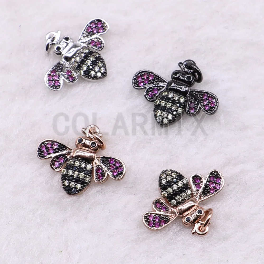 6 шт. милые крошечный Циркон жуки ювелирные изделия микро проложить Подвески