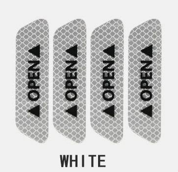 White 4pcs Car Sticker Stickers Car Reflective Sticker OPEN Reflective Tape Warning Mark Open Notice Accessories Car-styling Safety Mark - Цвет: White 4pcs