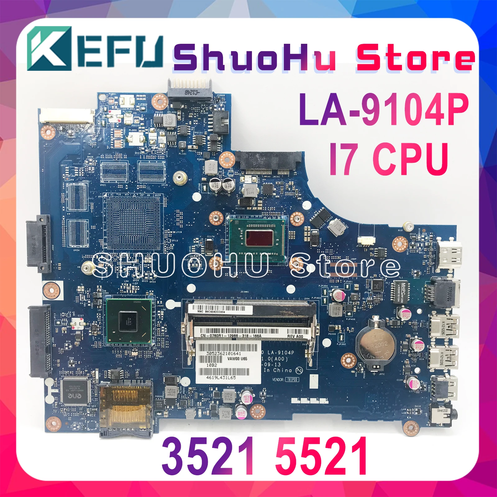 KEFU VAW11 LA 9104P для DELL Inspiron 15 3521 5521 Материнская плата ноутбука CN 0760R1 i7 3537U