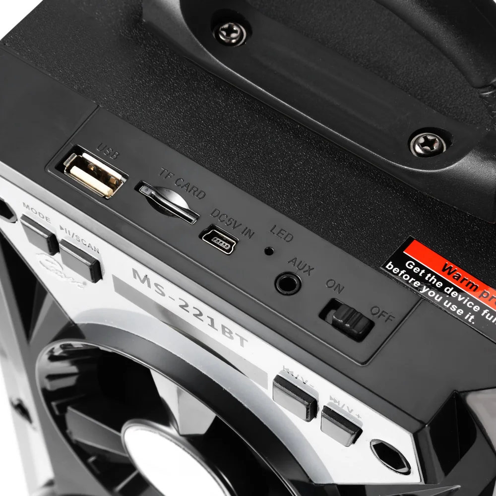 Портативная Bluetooth Колонка Excelvan MS-221BT fm-радио AUX мощная светодиодная подсветка с