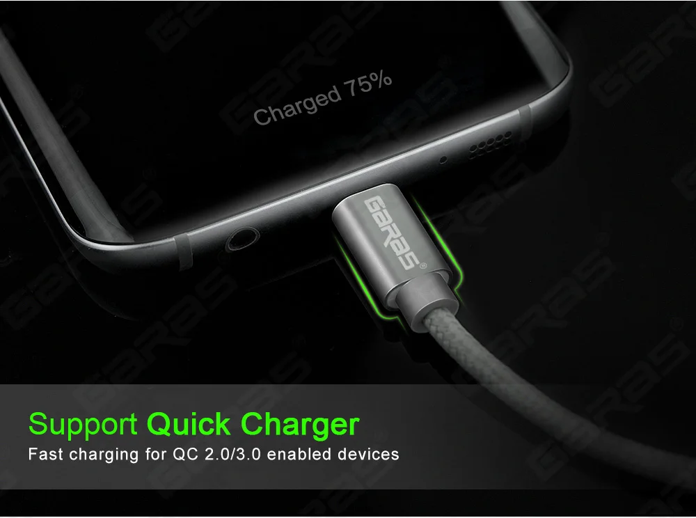 GARAS кабель usb type кабель 3A быстрое зарядное устройство/кабель для передачи данных для iphone/Micro/type C для huawei/Xiaomi/samsung USB C мобильного телефона