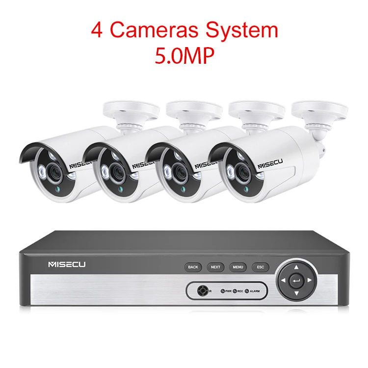 4pcs white cameras MISECU HD 8CH 5MP POE камера безопасности комплект системы H.265 аудио запись IP камера ИК Открытый Крытый водонепроницаемый видео Surveillanc - Цвет: 4pcs white cameras
