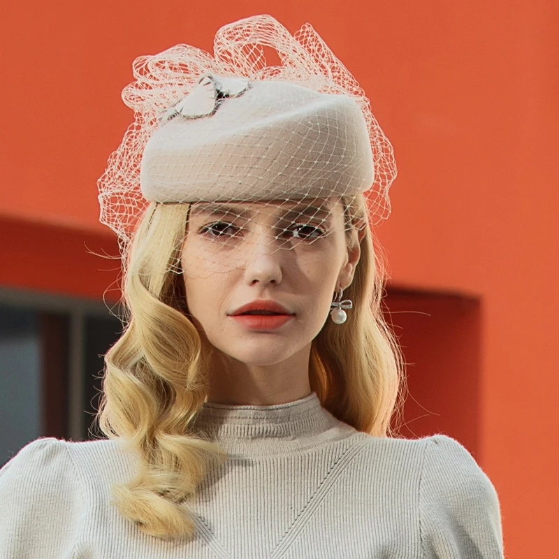 Женские зимние шапки вышитая Фата хлопок фетр|Женские фетровые шляпы| |