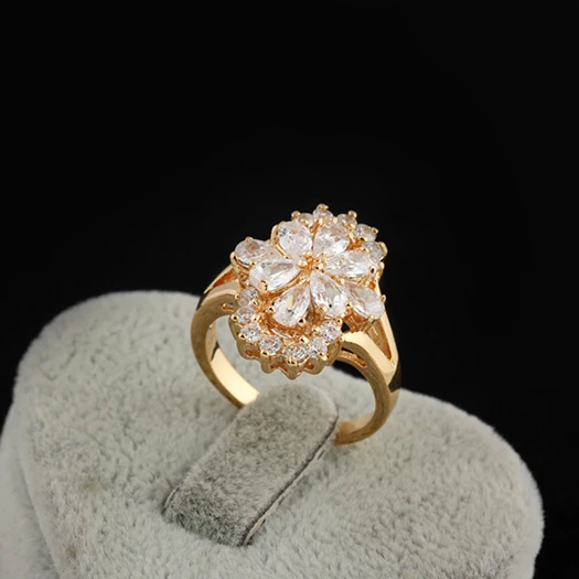 Золотое кольцо Loved Цветочные Обручальные кольца с Подлинная элемент SWA Модные