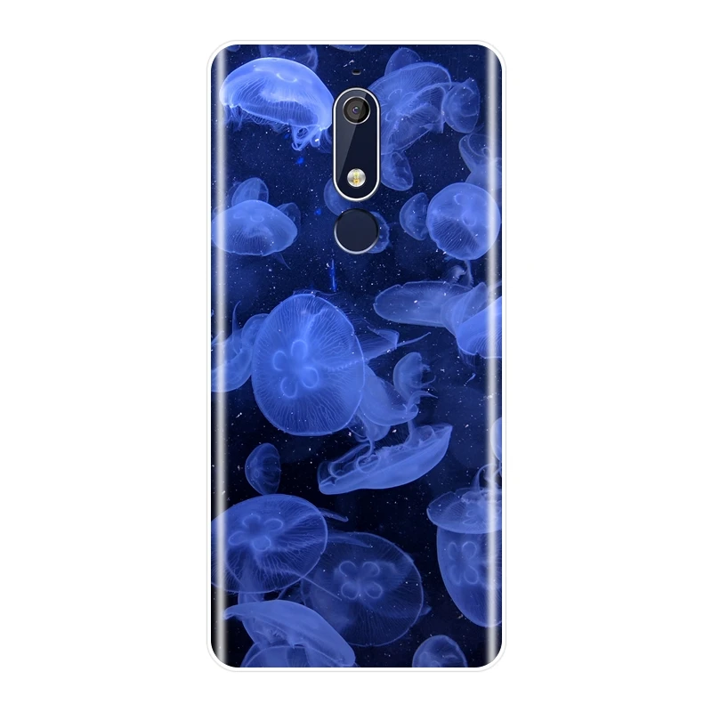 ТПУ голубое сердце цветок звезды задняя крышка для Nokia 2 1 3 5 6 7 мягкий чехол