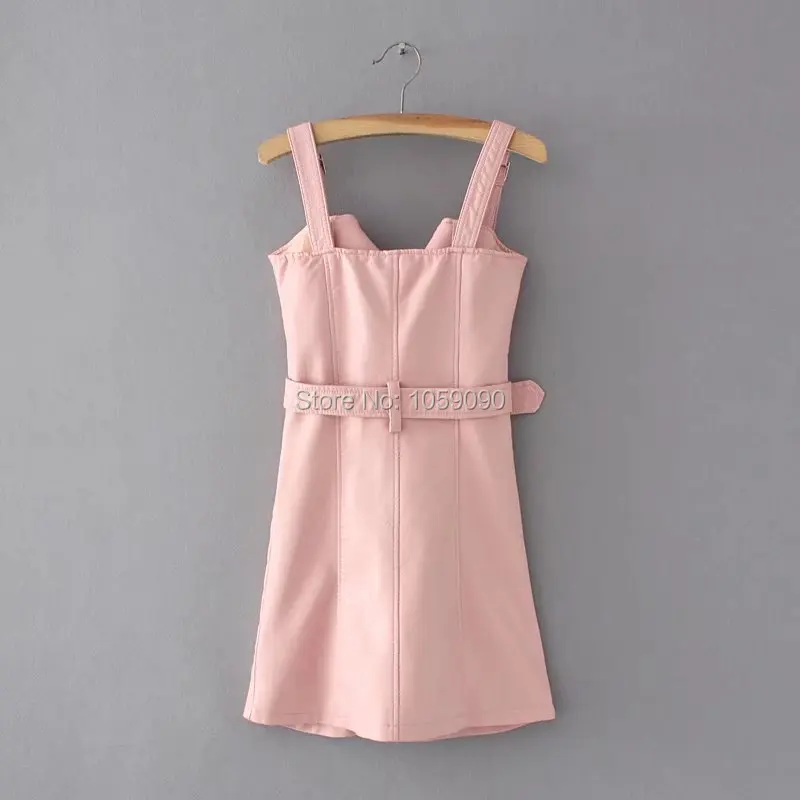 Новинка 2017 модное мини-платье SWISHBOP из искусственной кожи с ремешками молнией