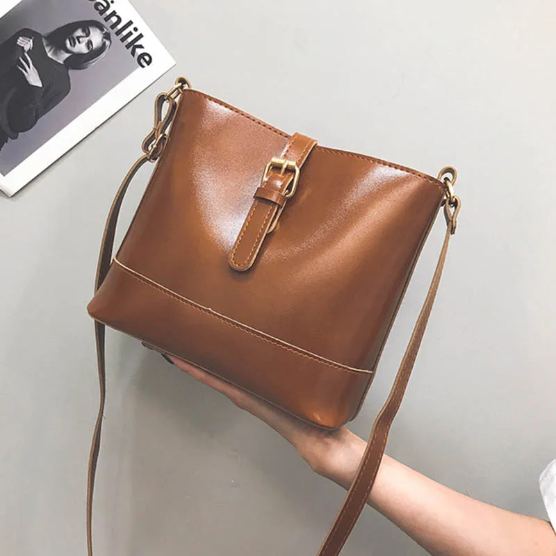 Женская сумка через плечо мешок 2019 модная женская из искусственной кожи