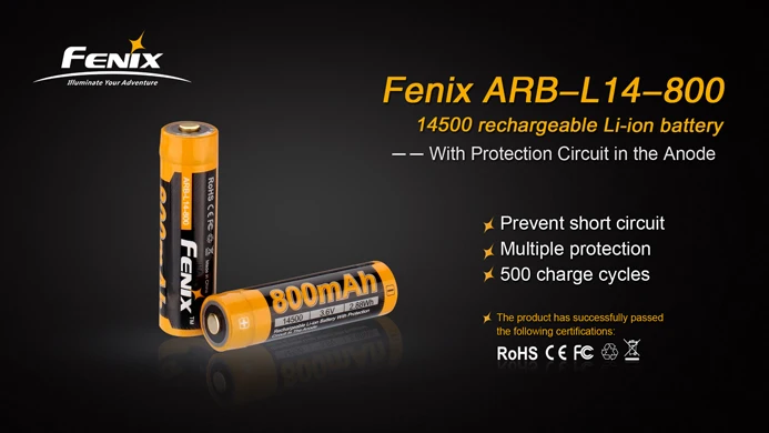 Fenix ARB L14 800 3 6 В 14500 мАч аккумулятор ricaricabile Li Ion con circuito di protezione|li-ion bike|li-ion 10440li-ion battery