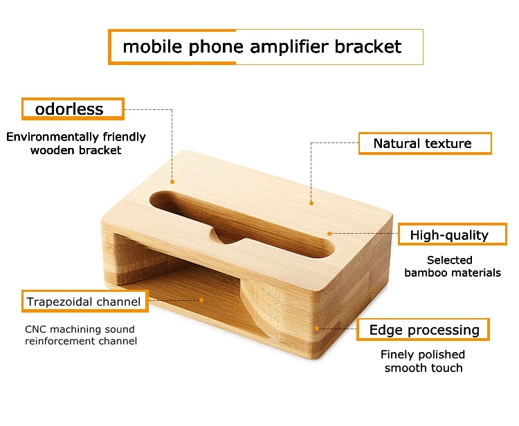HTMOTXY Mobile Phone Loudspeaker Speaker For Iphone Sony Wooden Holder Sound Amplifier Bamboo Bracket Wood desktop Stand Support