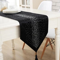pure black table runner with diamond down with bling modern table runner ironing diamond 2 layers runner table cloth diamond