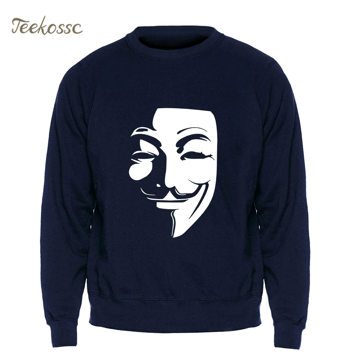 V for Vendetta толстовка мужская серая Крутая толстовка зима осень флис теплый триллер Толстовка Мужская хип-хоп бренд уличная одежда - Цвет: Dark Blue