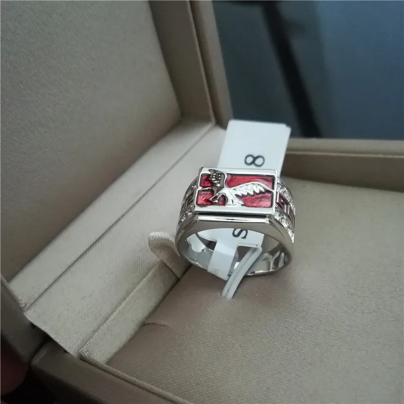 Size 7-9 Enamel Red Black Eagle Ring Rhinestone Fashion Jewelry High Quality | Украшения и аксессуары