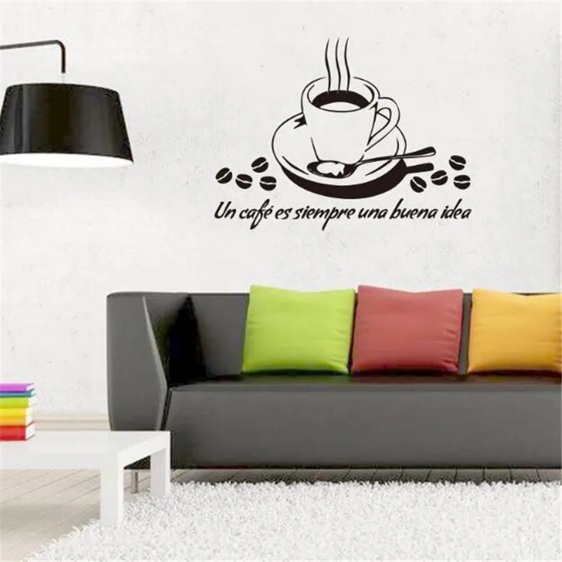 IDFIAF кофе Цитата наклейки на стену кофейная чашка кофейные зерна домашний Декор