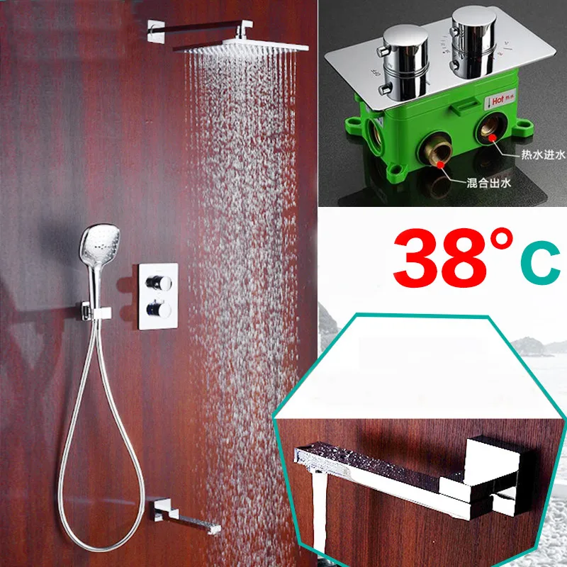 Смеситель для душа латунный с термостатом и скрытым клапаном|bathroom shower faucet|shower