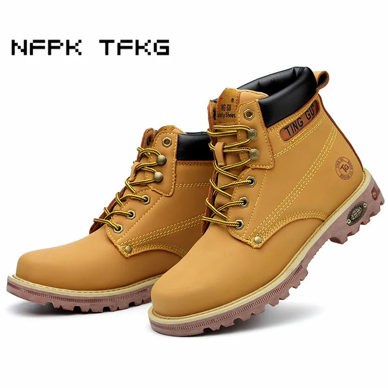 

Мужские модные стальные носочки большого размера, Рабочая защитная обувь, защита от проколов, из натуральной кожи, инструментальные защитн...