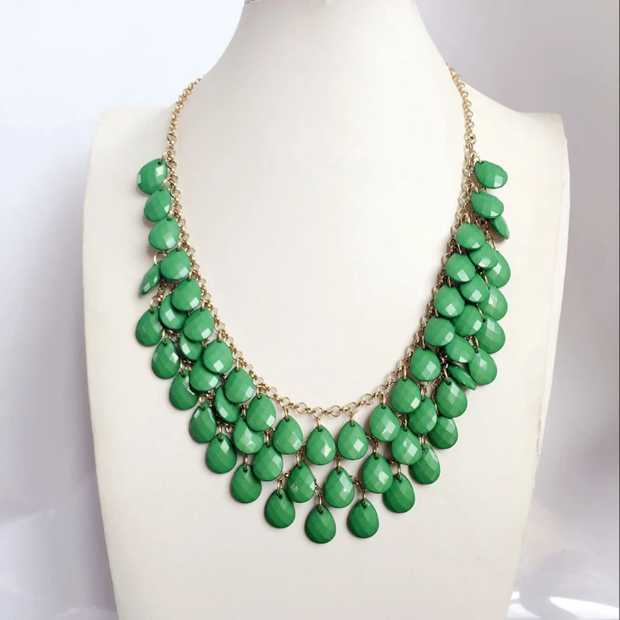 Зеленый цвет макси элегантное Bijoux модное эффектное милое ожерелье