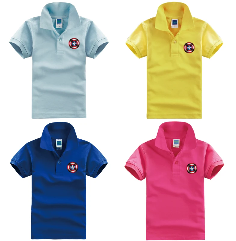 Детская цветная рубашка поло 2017 г. Белая школьная форма с короткими рукавами для