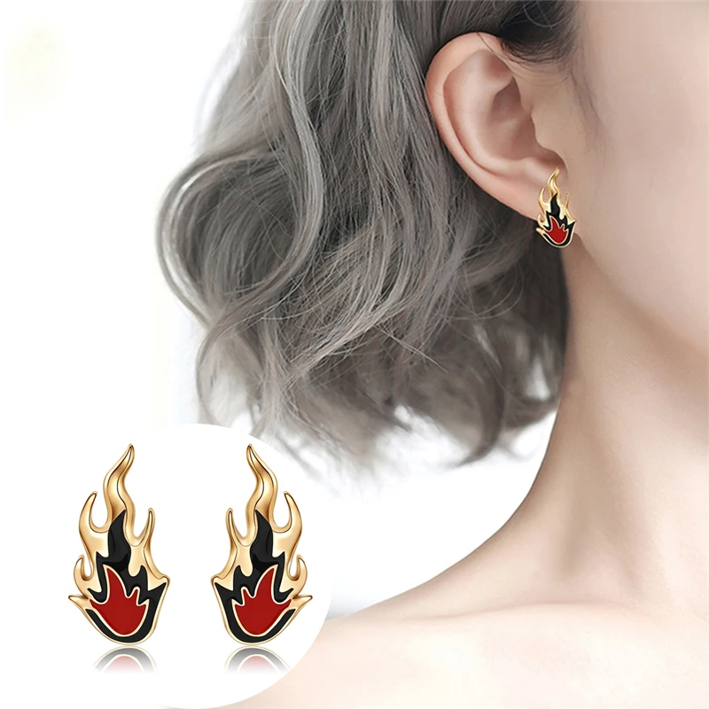 PINKSEE новая трендовая форма пламени Серьги гвоздики для женщин Простые Ювелирные