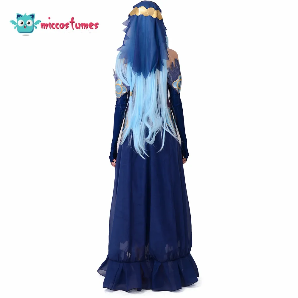 Женское платье из аниме Fates Conquest Azura синий костюм для косплея (наклейки и вуаль в