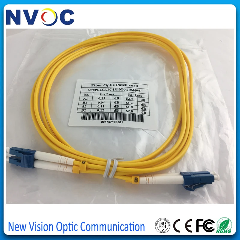 50 шт./лот SM(9/125) G652D дуплекс 2 м 3 0 мм ПВХ оболочка LC/UPC-LC/UPC Волоконно-оптический