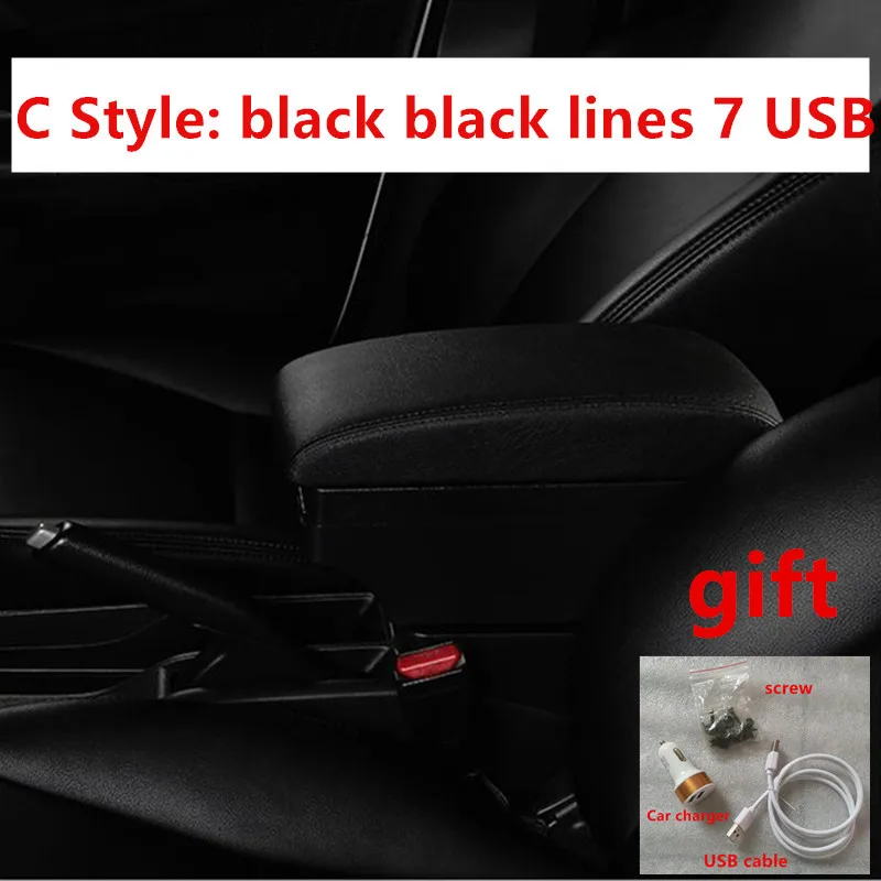 C black black line Для Volkswagen Jetta Подлокотник коробка usb зарядка интерфейс повысить центральный магазин содержание коробка аксессуары Запчасти - Название цвета: C black black line