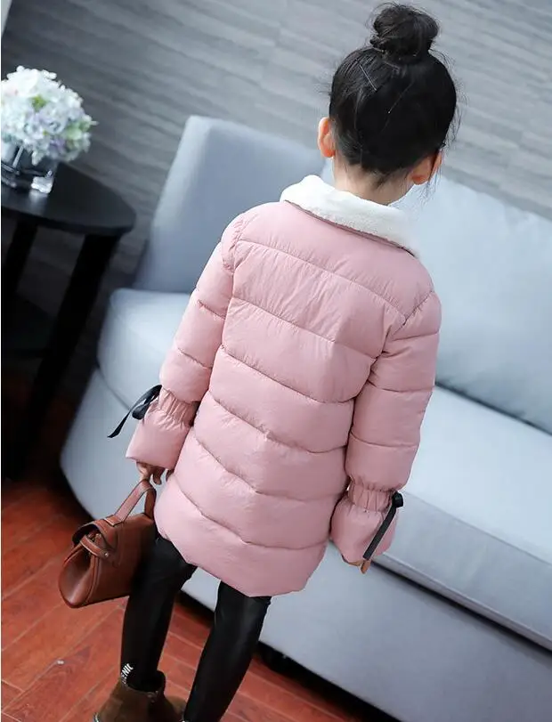 

Rlyaeiz 2018 Winter Jackets For Girls Kids Double-Breasted Pure Color Parka Coats Thick Fleece Warm Children Girl's Jackets